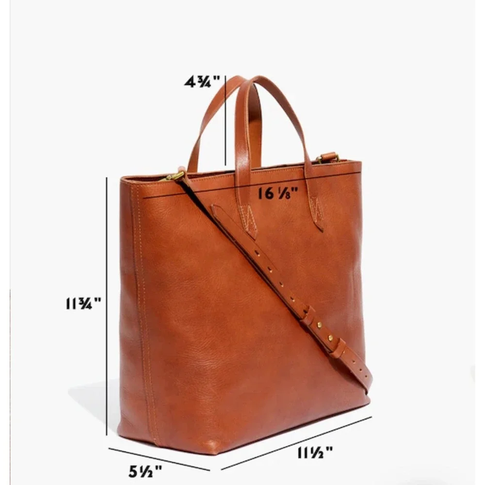 Madewell The Zip-Top Transport Carryall Transport Tote English Saddle Leather